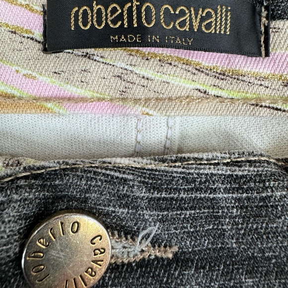ROBERTO CAVALLI pink, apple green, tan, blk and cream vintage jeans, size L - Picture 8 of 12